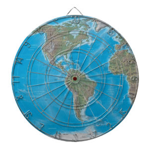 The Americas World Map Dartboard With Darts