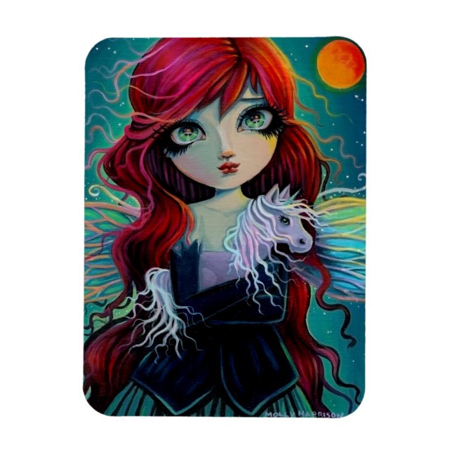 The Amethyst Unicorn Fairy Fantasy Art Magnet (Vertical)