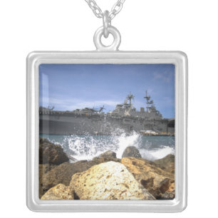 The amphibious assault ship USS Kearsarge Silver Plated Necklace