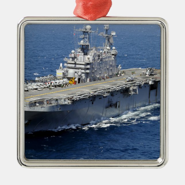The amphibious assault ship USS Peleliu Metal Ornament (Front)
