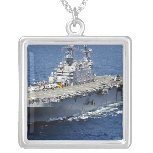 The amphibious assault ship USS Peleliu Silver Plated Necklace