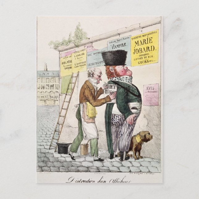 The Amusement of a Bill Sticker, 1820 Postcard (Front)