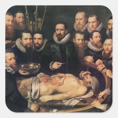 The Anatomy Lesson of Doctor Willem van der Square Sticker