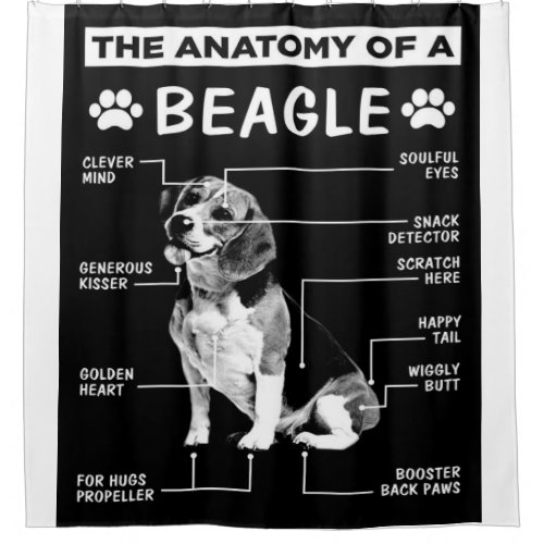 The Anatomy Of A Beagle Dog Shower Curtain