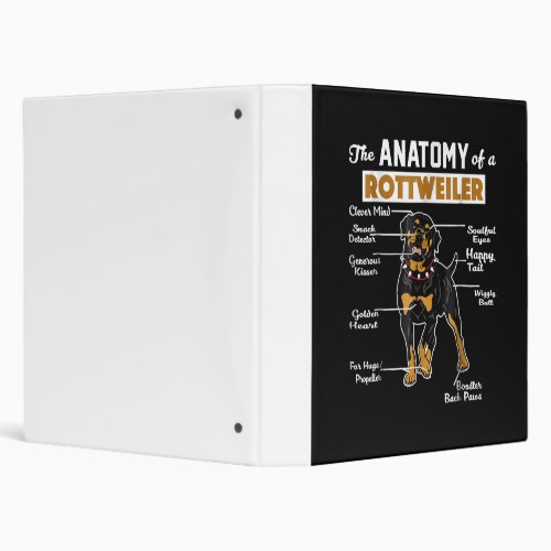 The Anatomy Of A Rottweiler  Cool Dog Lover 3 Ring Binder