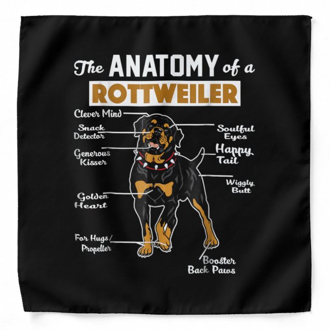 The Anatomy Of A Rottweiler | Cool Dog Lover Bandana (Front)