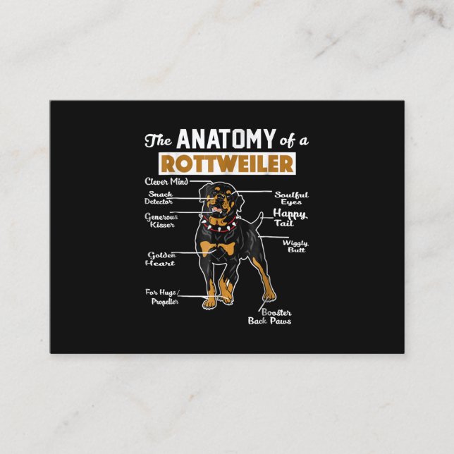 The Anatomy Of A Rottweiler | Cool Dog Lover Business Card (Front)