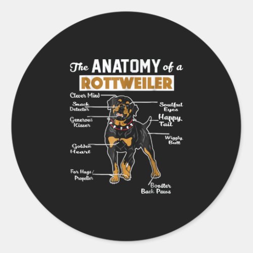 The Anatomy Of A Rottweiler  Cool Dog Lover Classic Round Sticker