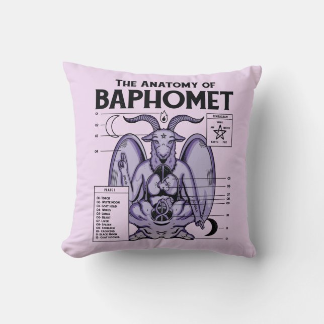 The Anatomy Of Baphomet Throw Pillow (Front)