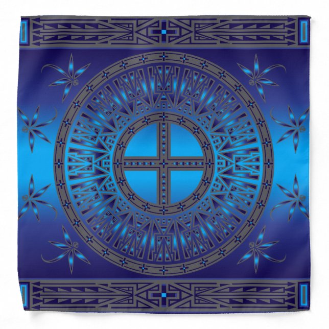 The Ancestors (Dragonfly) Blue Bandana (Front)