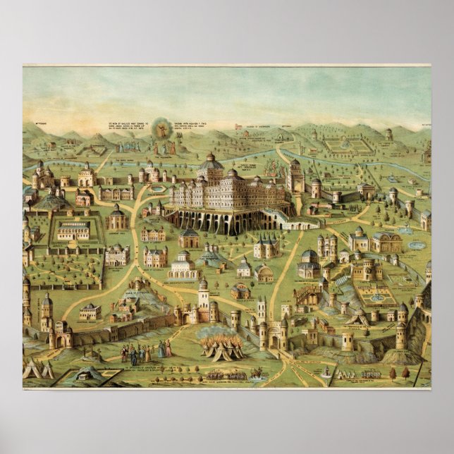 The ancient city of Jerusalem with Solomon temple Poster (Front)