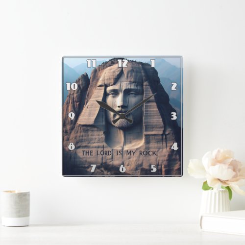 The Ancient Guardian The Lord Is My Rock Square Wall Clock