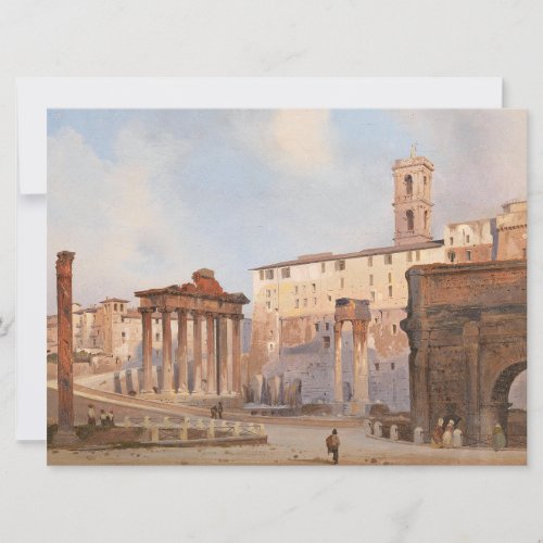 The Ancient Roman Forum by Ippolito Caffi Card