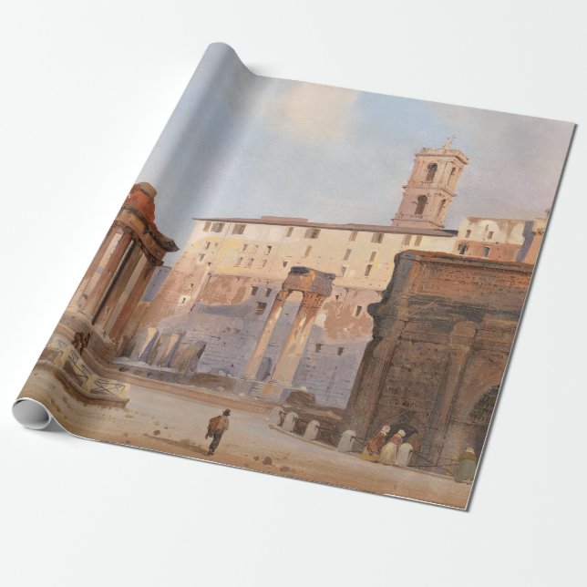 The Ancient Roman Forum (by Ippolito Caffi) Wrapping Paper (Unrolled)