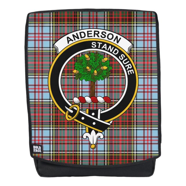 The Anderson Ancient Clan Crest Tartan Plaid Backpack (Front)