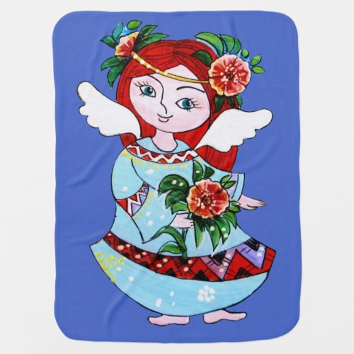 The Angel girl with a flower  Baby Blanket