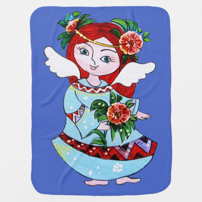 The Angel girl with a flower  Baby Blanket (Front)
