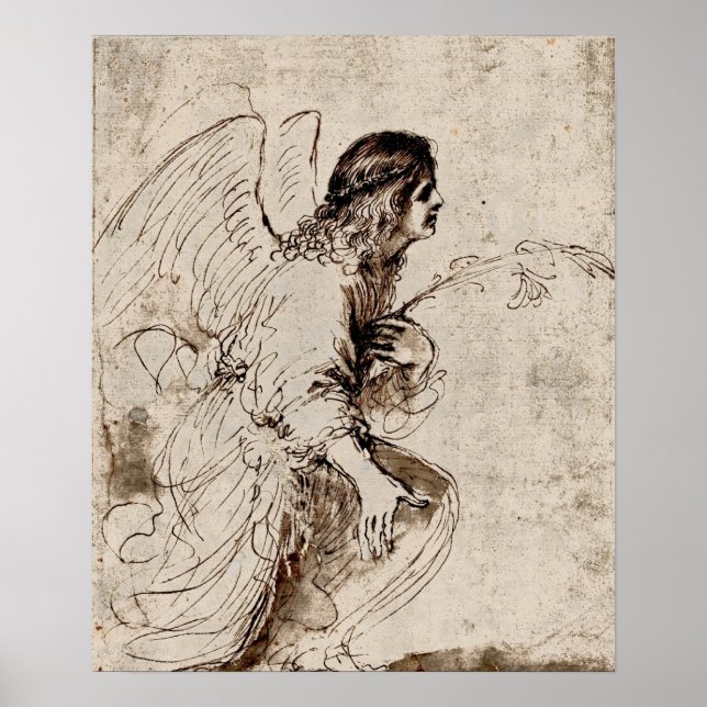 The Angel of the Annunciation drawing by Barbieri Poster (Front)