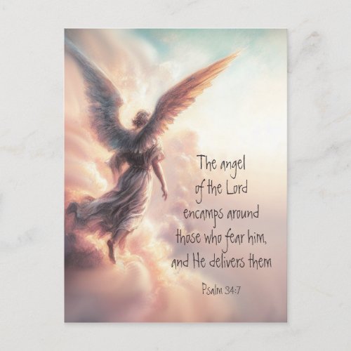 The angel of the Lord encamps Bible Scripture Postcard