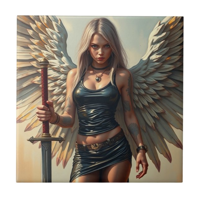The Angel of the Warrior Ceramic Tile (Front)
