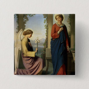 The Angelic Salutation, or The Annunciation, 1860 Pinback Button