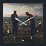 The Angelus, Jean-Francois Millet Square Wall Clock<br><div class="desc">Jean-François Millet (October 4, 1814 – January 20, 1875) was a French artist and one of the founders of the Barbizon school in rural France. Millet is noted for his paintings of peasant farmers and can be categorized as part of the Realism art movement. Toward the end of his career...</div>