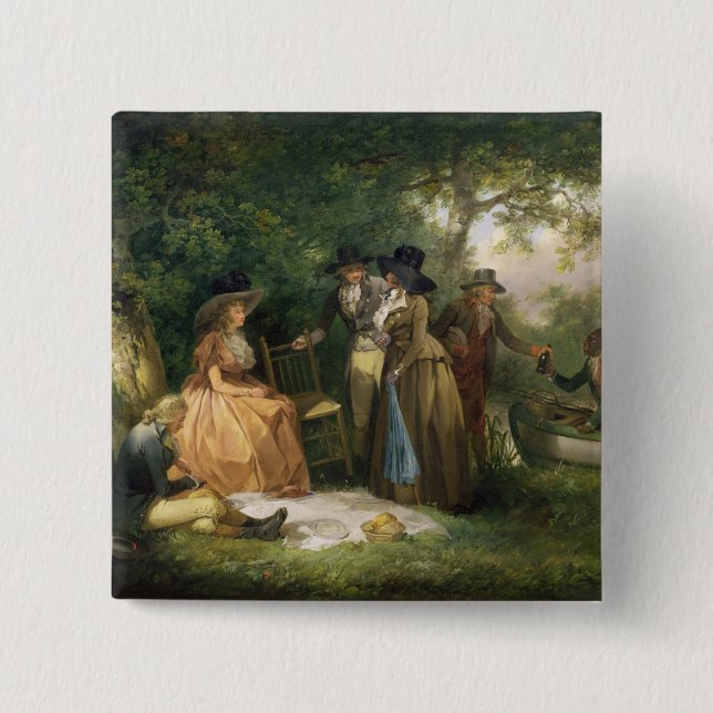 The Angler's Repast (oil on canvas) Button (Front)