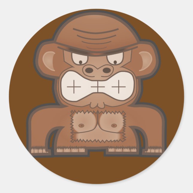 The Angry Donkey Monkey - Customizable Background Classic Round Sticker (Front)