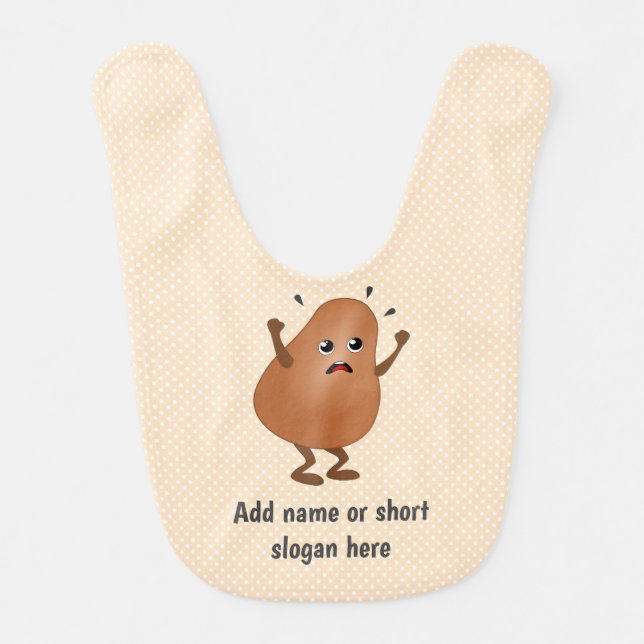 The Angry Little Potato on polka dots (apricot) Baby Bib (Front)