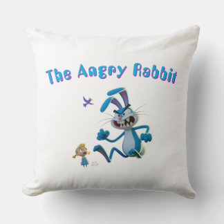 The angry rabbit  throw pillow