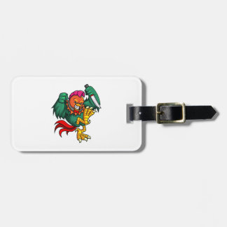 the angry rooster holding knife luggage tag