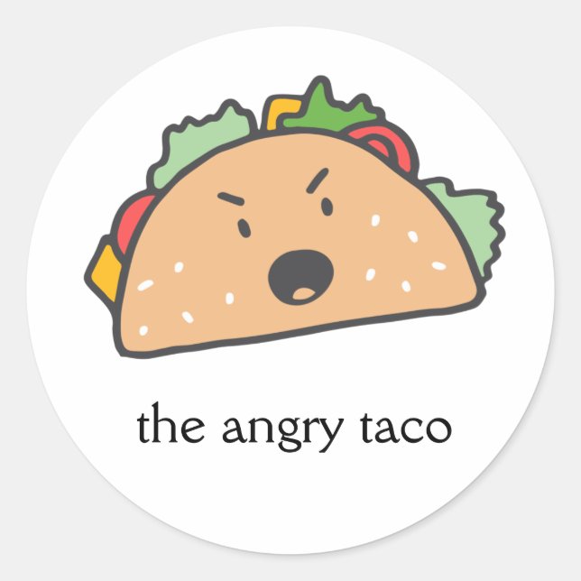 The Angry Taco Customizable Classic Round Sticker (Front)
