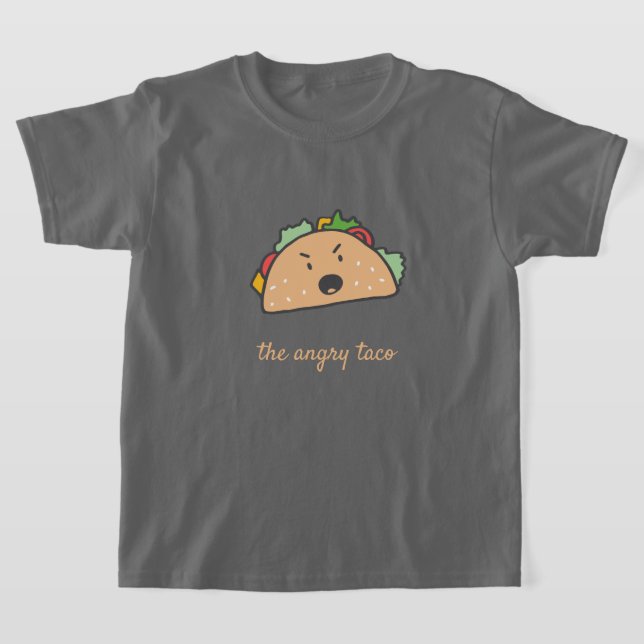 The Angry Taco Customizable Text Mad Taco Emoji T-Shirt (Laydown)