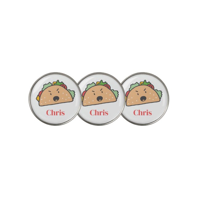 The Angry Taco Personalized with Name Golf Ball Marker (3 Up)