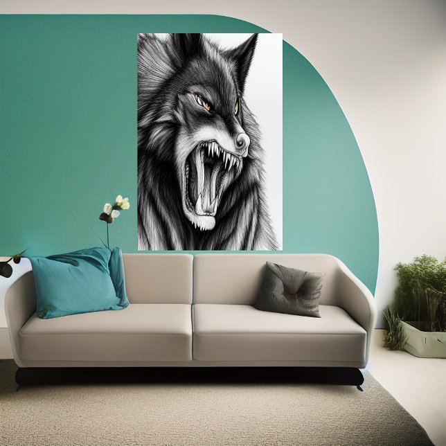 The angry wolf | AI Art  Poster (Creator Uploaded)