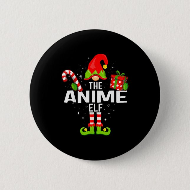 The Anime Elf Family Christmas Pajama Xmas  Button (Front)