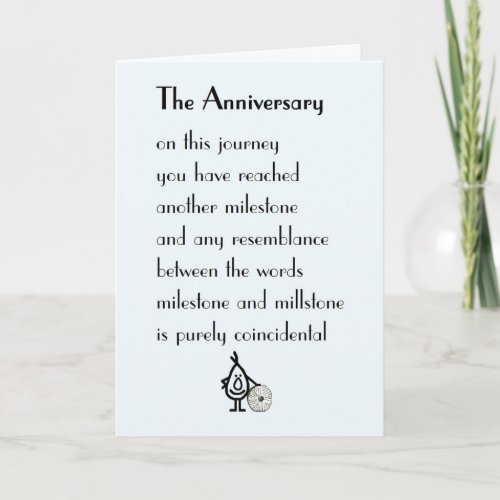 The Anniversary  A funny Anniversary Poem Card