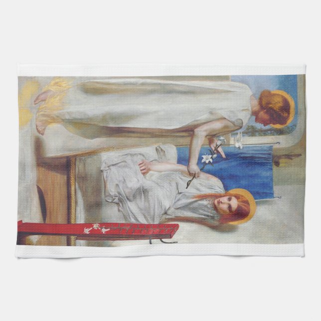 The Annunciation by Dante Gabriel Rossetti Kitchen Towel (Horizontal)