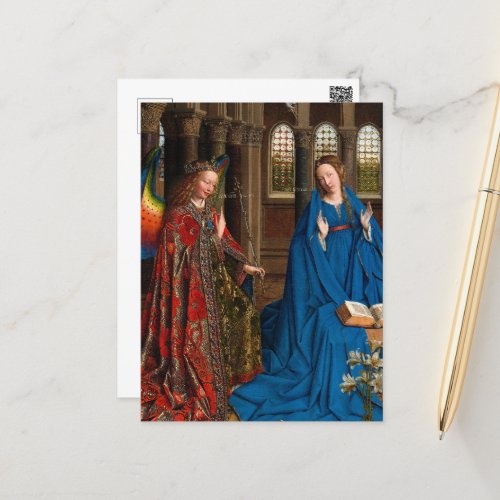 The Annunciation by Jan van Eyck Postcard