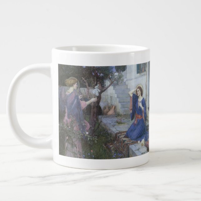 The Annunciation by John William Waterhouse Giant Coffee Mug (Left)