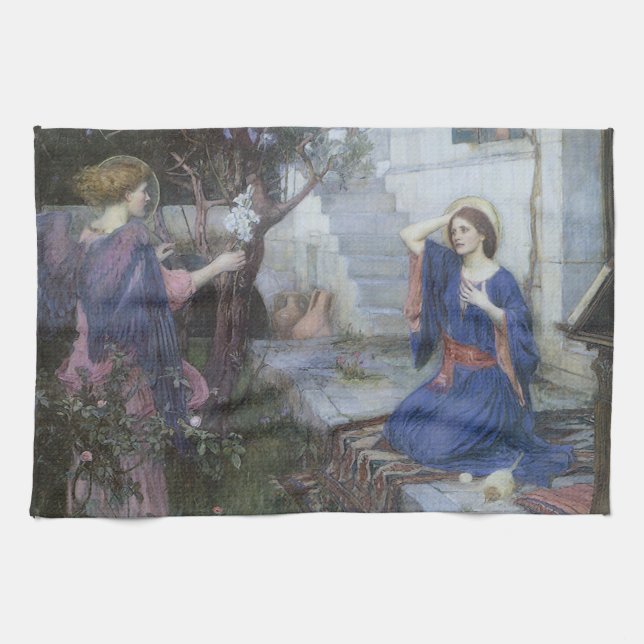 The Annunciation by John William Waterhouse Kitchen Towel (Horizontal)