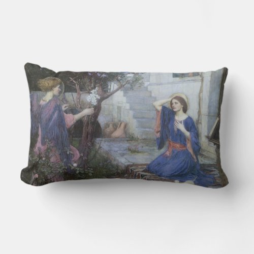 The Annunciation by John William Waterhouse Lumbar Pillow