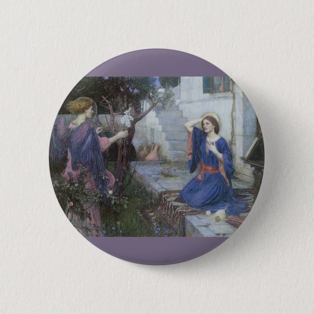 The Annunciation by John William Waterhouse Pinback Button (Front)