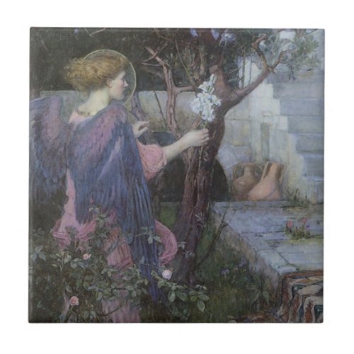 The Annunciation by John William Waterhouse Tile