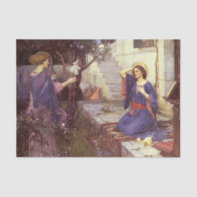 The Annunciation by John William Waterhouse Tissue Paper (Front)
