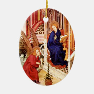 The Annunciation by Melchior Broederlam Christmas Ceramic Ornament