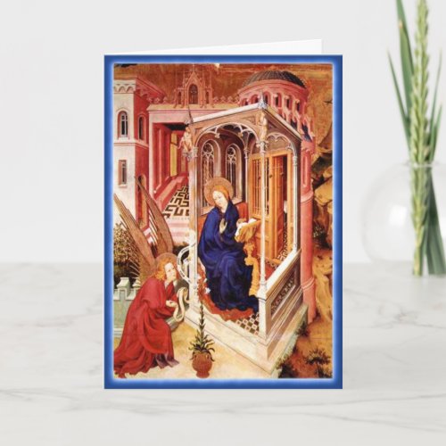 The Annunciation by Melchior Broederlam Christmas Holiday Card