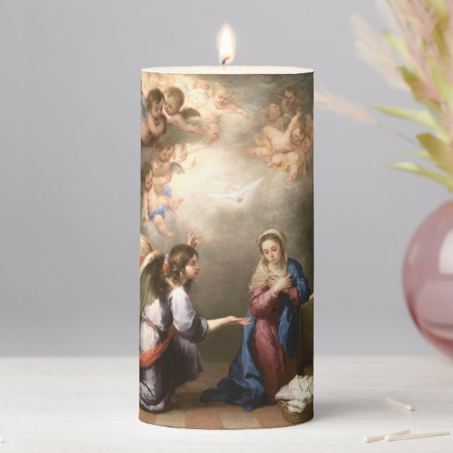  The Annunciation by Murillo (detail) Pillar Candle (In Situ)