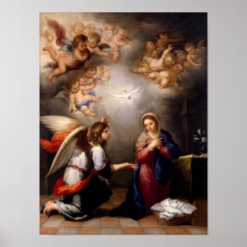  The Annunciation by Murillo detail Poster