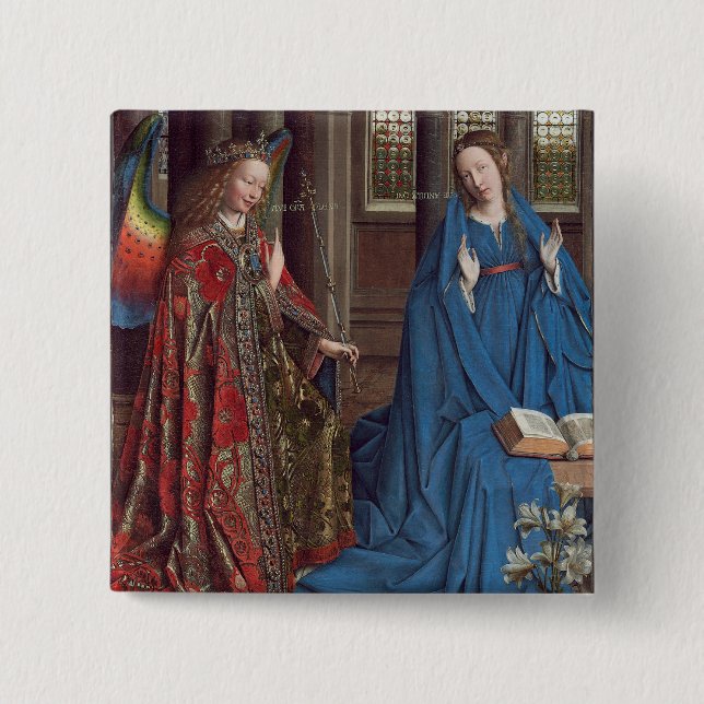 The Annunciation, c. 1434- 36 (oil on canvas) Pinback Button (Front)